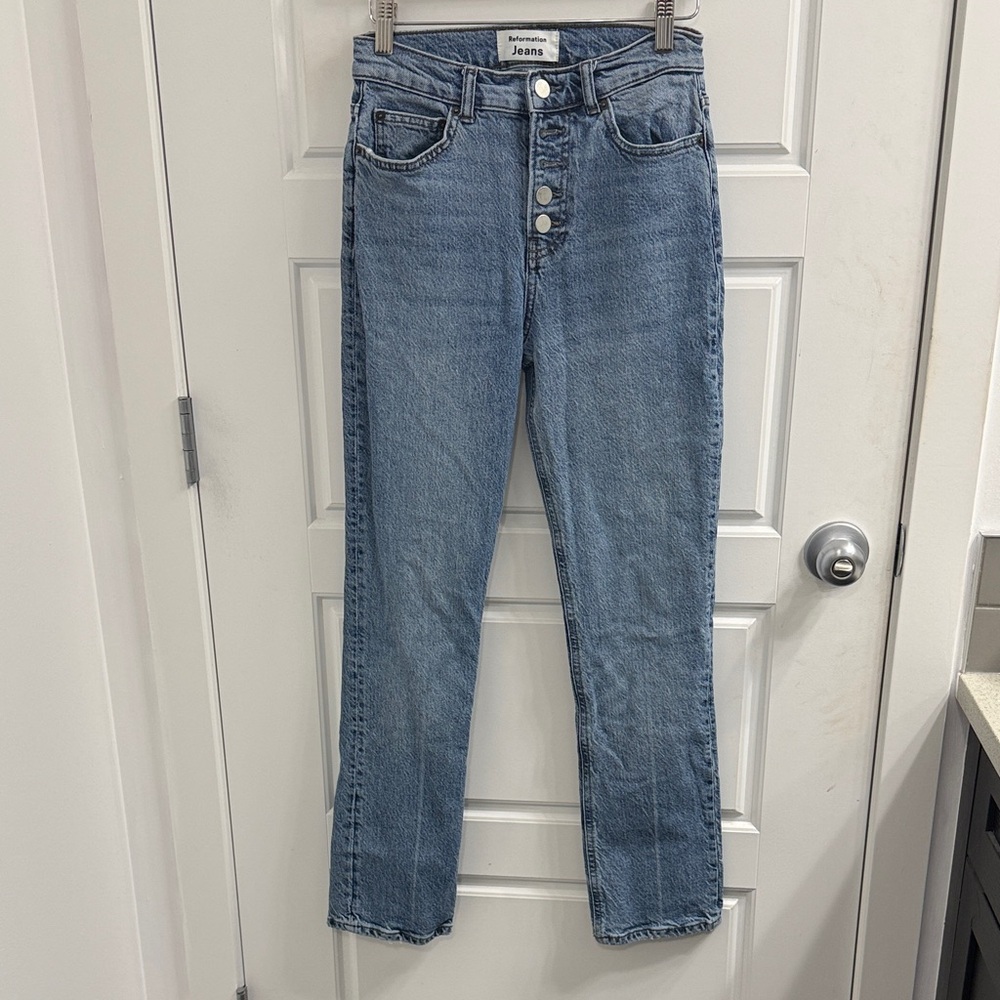Reformation Liza High Rise Straight Exposed Button Fly Size 24‎